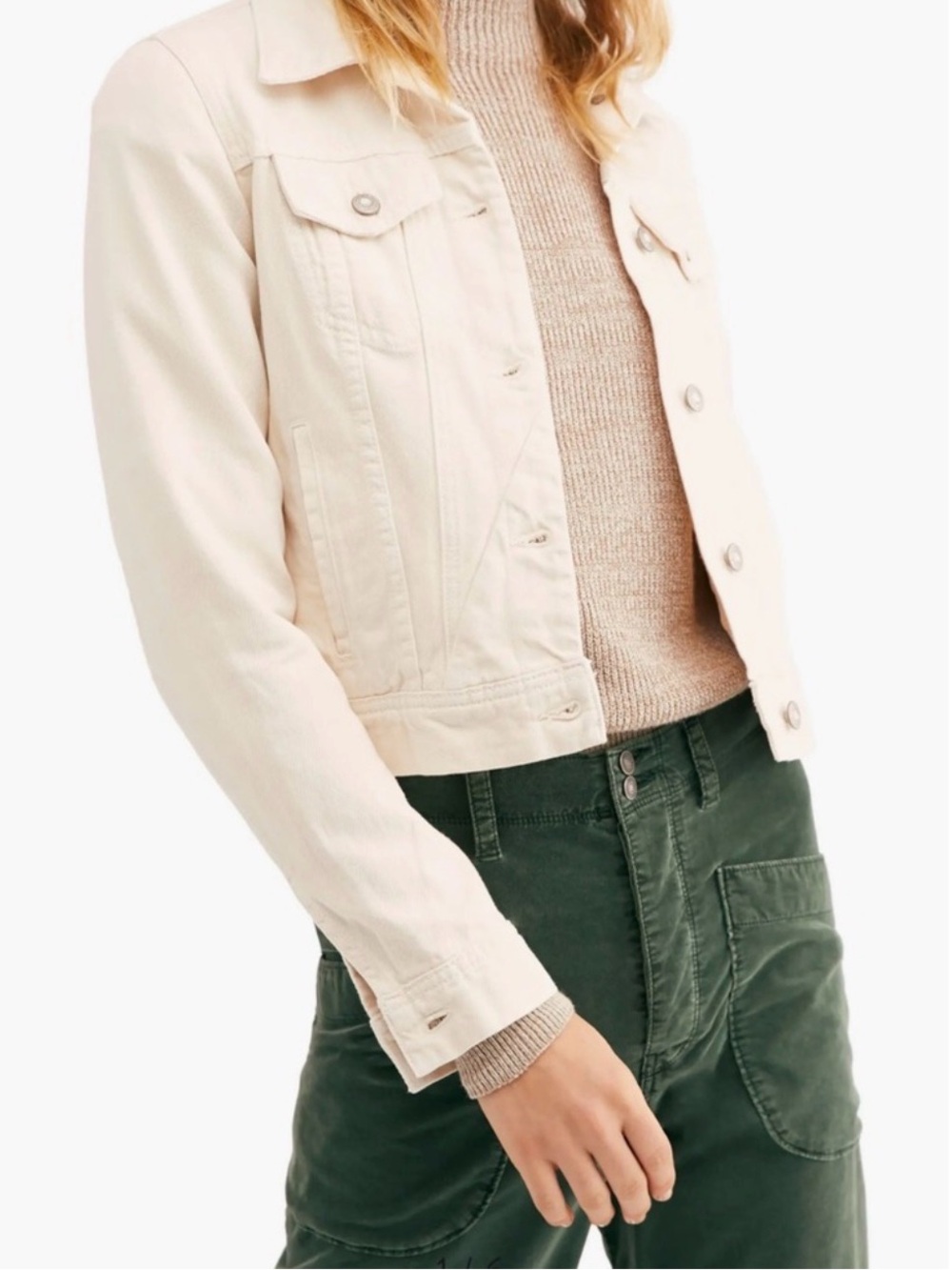 Free People Rumors Denim Cream Jean Jacket